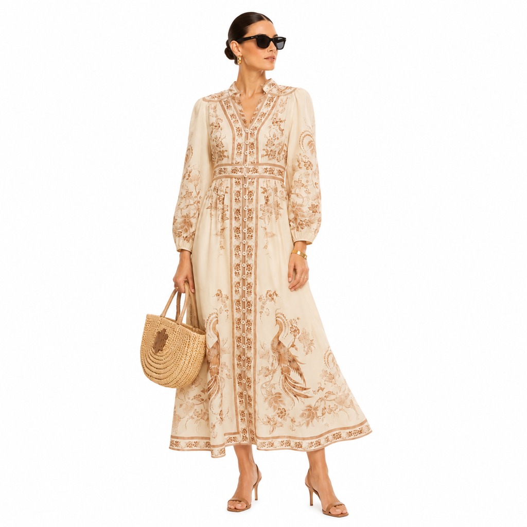 Zimmermann Indra Plunge Linen Maxi Dress