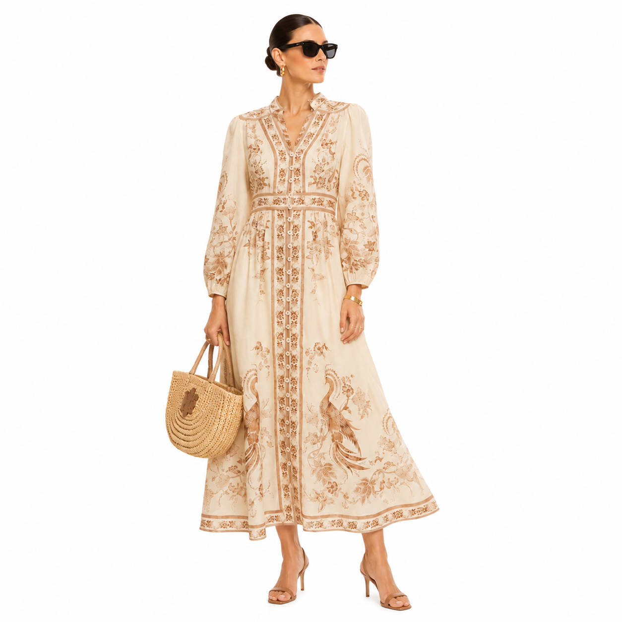Zimmermann Indra Plunge Linen Maxi Dress