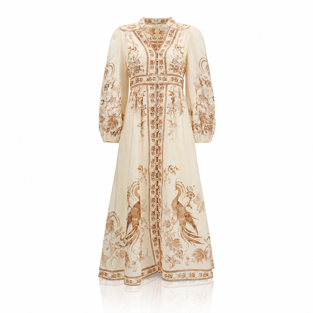 Zimmermann Indra Plunge Linen Maxi Dress
