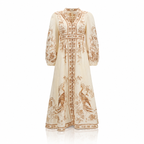 Zimmermann Indra Plunge Linen Maxi Dress