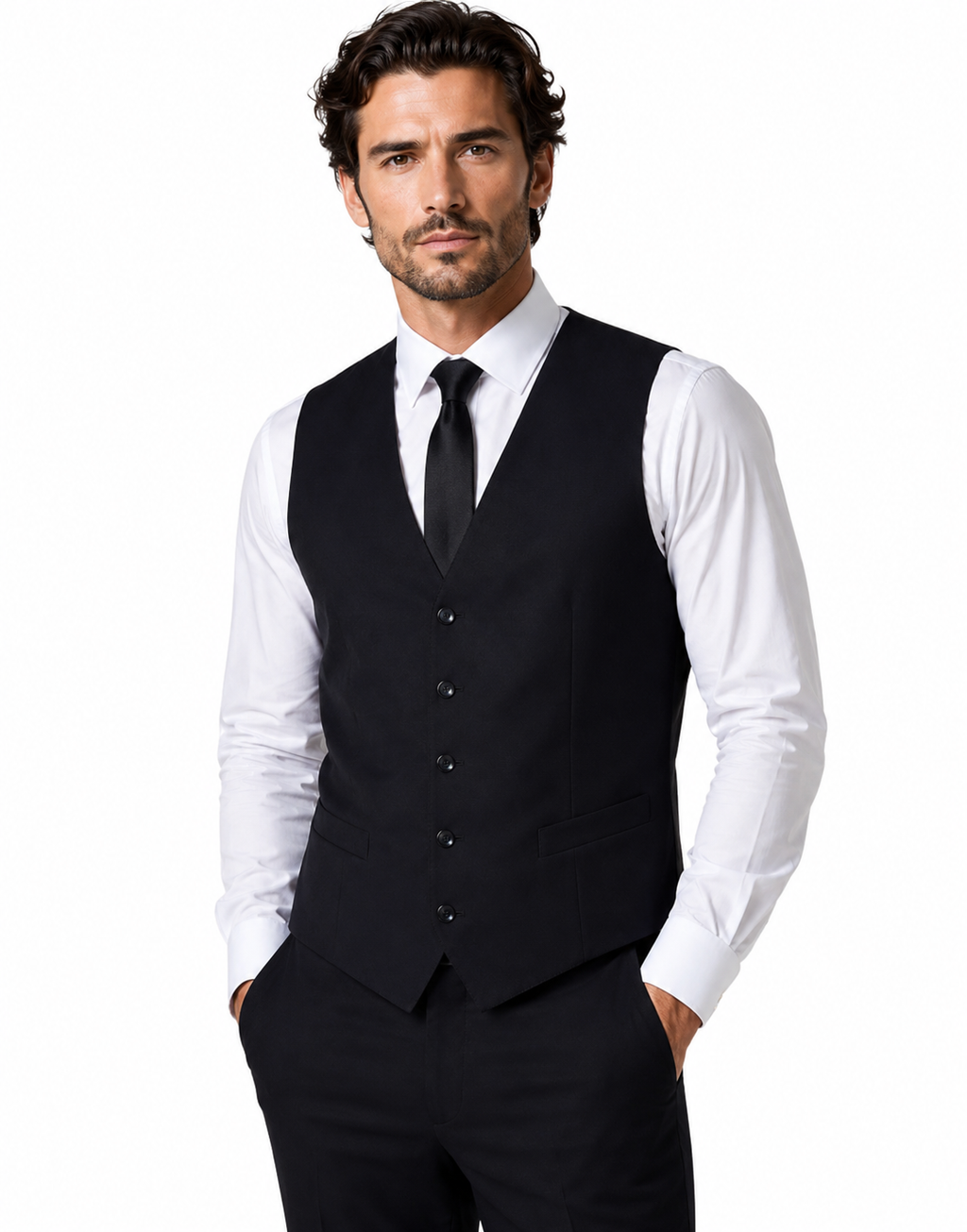Dolce & Gabbana Virgin Wool Single Breasted Waistcoat Black