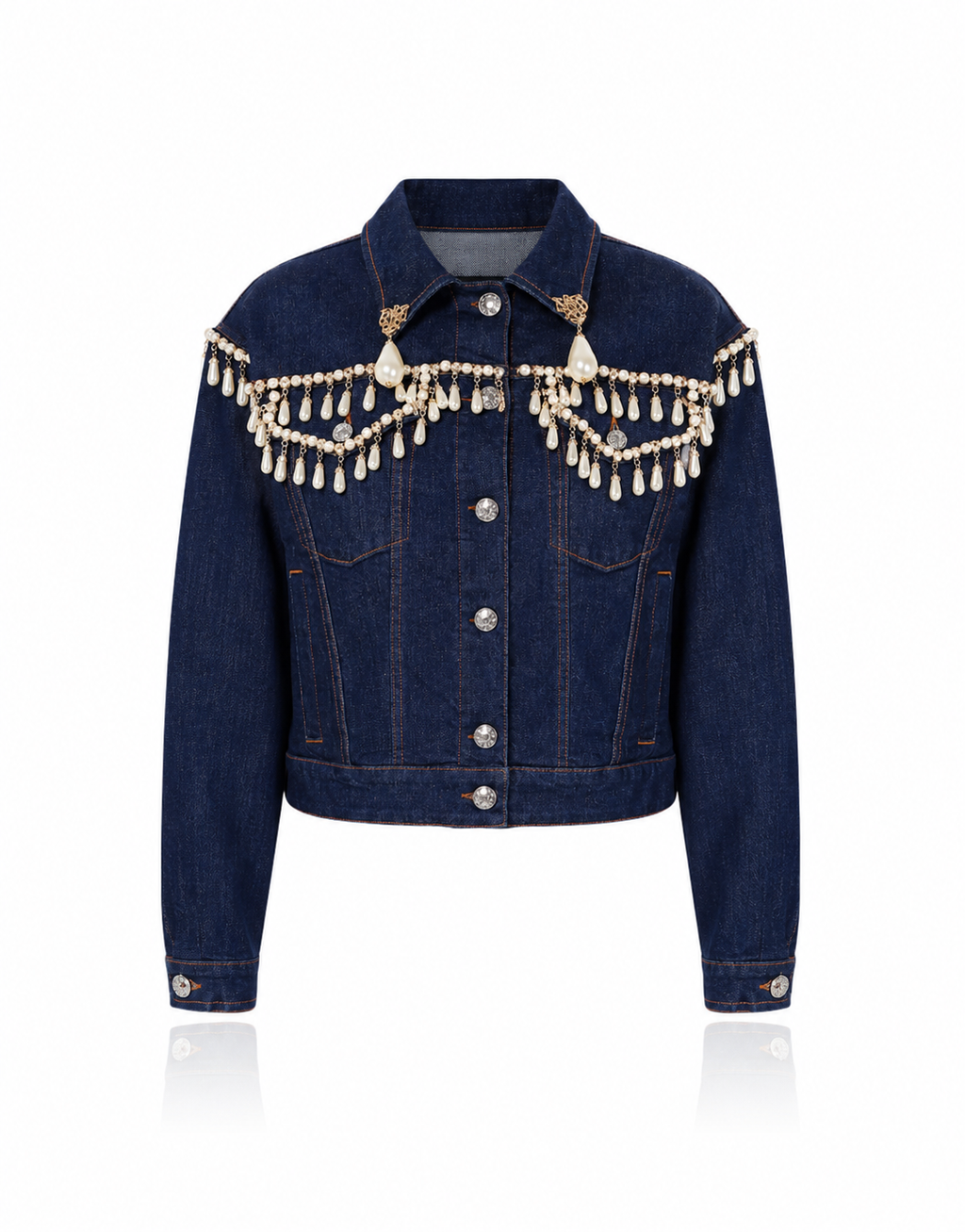 Dolce & Gabbana Crystal and Pearl Denim Jacket