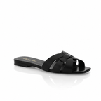 Saint Laurent Noir Tribute Nu Pieds 05 Flat Leather Sandals
