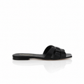 Saint Laurent Noir Tribute Nu Pieds 05 Flat Leather Sandals