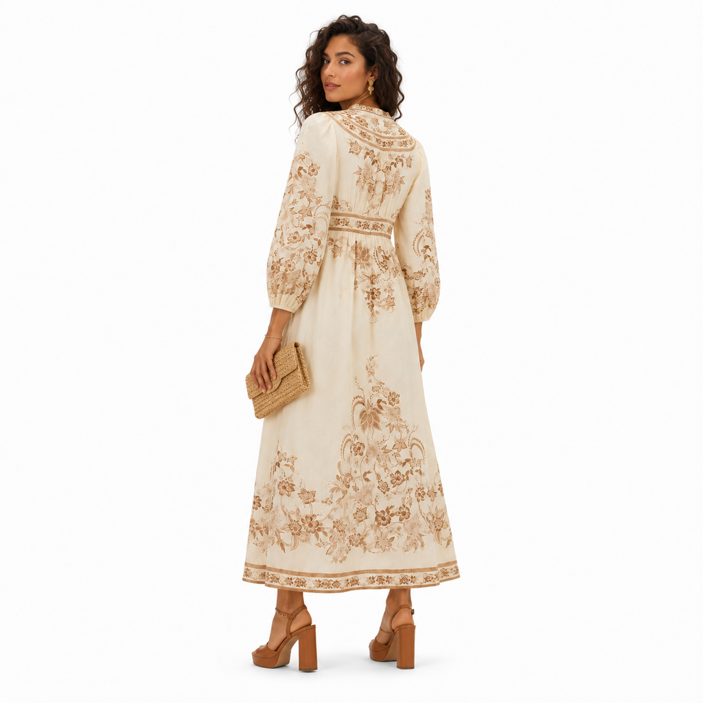 Zimmermann Indra Plunge Linen Maxi Dress