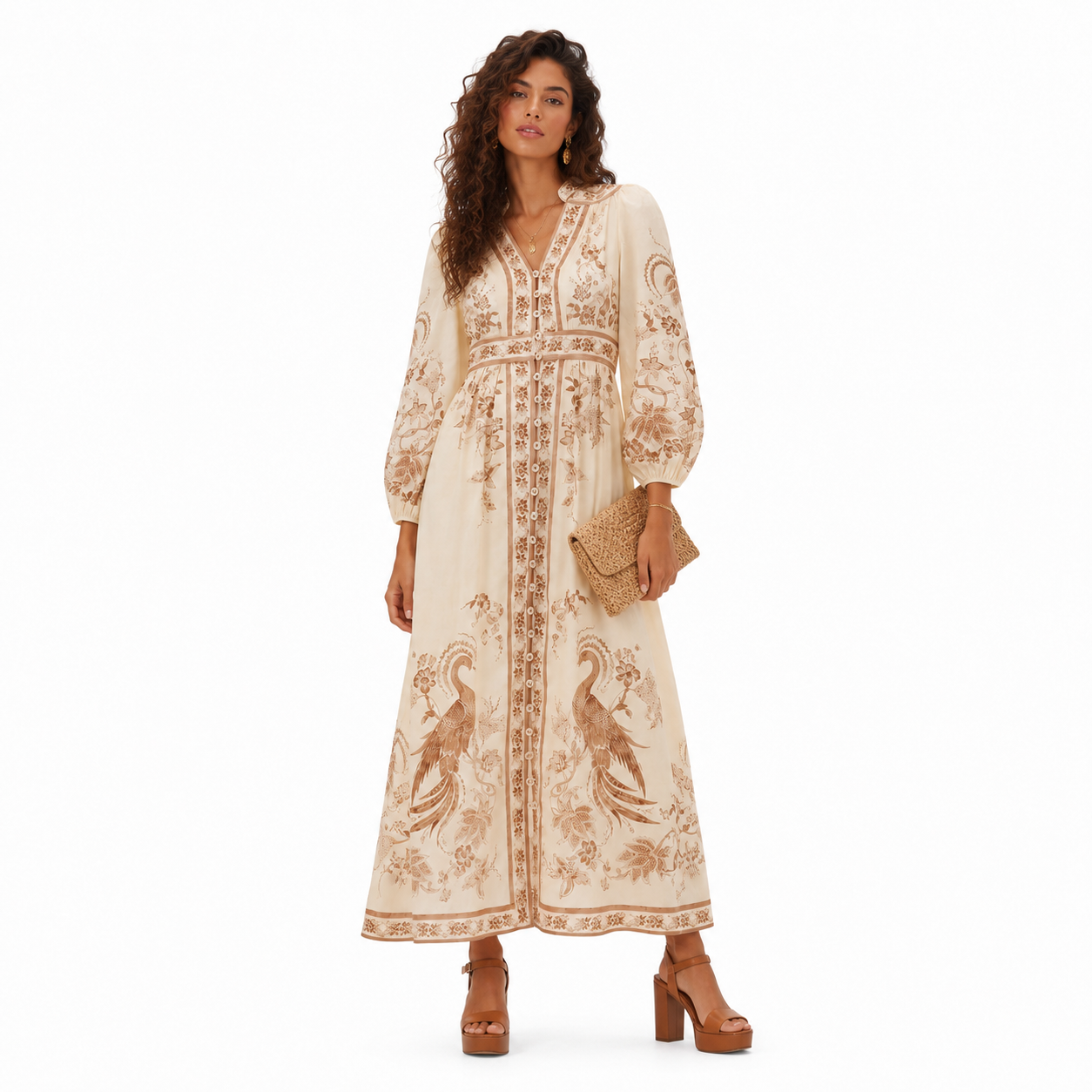 Zimmermann Indra Plunge Linen Maxi Dress